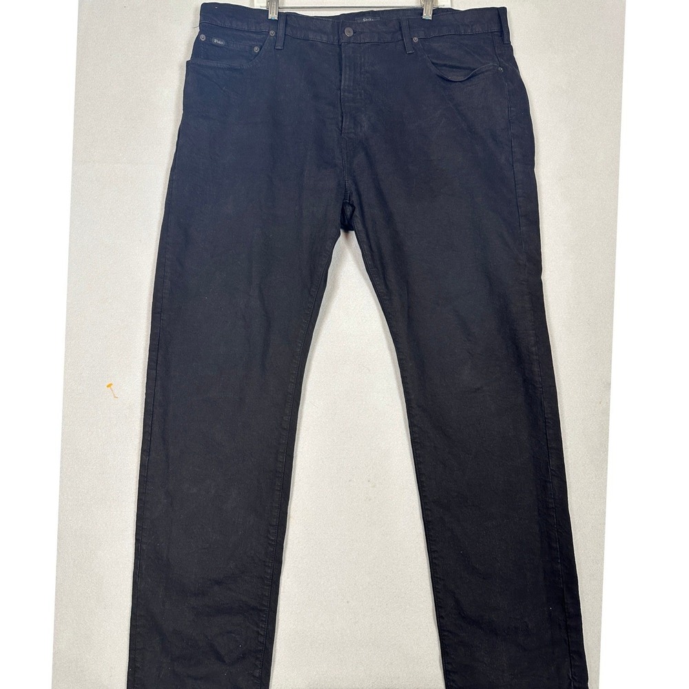Polo Ralph Lauren Jeans Mens 42X34 Black Hampton Relaxed Straight Stretch Denim